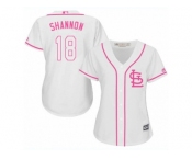 Women's Majestic St. Louis Cardinals #18 Mike Shannon Replica White Fashion Cool Base MLB Jersey