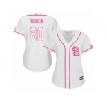 Women's Majestic St. Louis Cardinals #20 Lou Brock Replica White Fashion Cool Base MLB Jersey