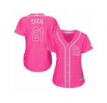 Women's Majestic St. Louis Cardinals #21 Brett Cecil Replica Pink Fashion Cool Base MLB Jersey