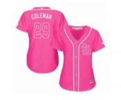 Women's Majestic St. Louis Cardinals #29 Vince Coleman Replica Pink Fashion Cool Base MLB Jersey