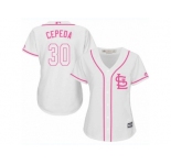 Women's Majestic St. Louis Cardinals #30 Orlando Cepeda Replica White Fashion Cool Base MLB Jersey