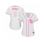 Women's Majestic St. Louis Cardinals #5 Albert Pujols Replica White Fashion Cool Base MLB Jersey