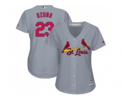 women St.Louis Cardinals #23 Marcell Ozuna Grey Road Stitched MLB Jersey