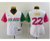Women San Diego Padres #22 Juan Soto White 2022 City Connect Cool Base Stitched Jersey