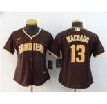 Women's Padres #13 Manny Machado Brown 2020 Baseball Cool Base Jersey