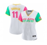 Women's San Diego Padres #11 Yu Darvish White 2022 City Connect Cool Base Stitched Baseball Jersey