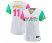 Women's San Diego Padres #11 Yu Darvish White 2022 City Connect Cool Base Stitched Baseball Jersey