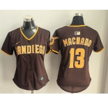 Women's San Diego Padres #13 Manny Machado Brown Limited Stitched Baseball Jersey