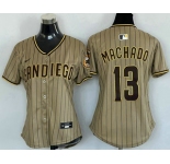 Women's San Diego Padres #13 Manny Machado Khaki Limited Cool Base Jersey