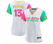 Women's San Diego Padres #13 Manny Machado White 2022 City Connect Cool Base Stitched Baseball Jersey