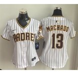 Women's San Diego Padres #13 Manny Machado White Home Limited Stitched Baseball Jersey
