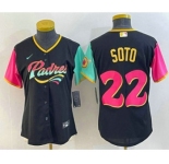 Women's San Diego Padres #22 Juan Soto Black 2022 City Connect Cool Base Stitched Jersey