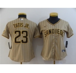 Women's San Diego Padres #23 Fernando Tatis Jr. Replica Light Brown Strip Nike Jersey