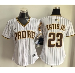 Women's San Diego Padres #23 Fernando Tatis Jr. White Home Limited Stitched Baseball Jersey