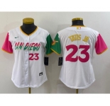 Women's San Diego Padres #23 Fernando Tatis Jr White Number 2022 City Connect Cool Base Stitched Jersey