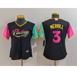 Women's San Diego Padres #3 Jackson Merrill Black City Connect Stitched Baseball Jersey