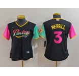 Women's San Diego Padres #3 Jackson Merrill Black Fashion Baseball Jersey