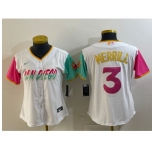 Women's San Diego Padres #3 Jackson Merrill White 2024 City Connect Cool Base Stitched Jersey