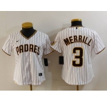 Women's San Diego Padres #3 Jackson Merrill White Cool Base Stitched Jersey