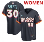 Women's San Diego Padres #30 Gavin Sheets Obsidian 2026 City Connect Stadium Stitched Baseball Jersey