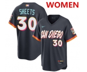 Women's San Diego Padres #30 Gavin Sheets Obsidian 2026 City Connect Stadium Stitched Baseball Jersey