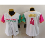 Women's San Diego Padres #4 Luis Arraez White 2023 City Connect Cool Base Stitched Jersey