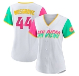 Women's San Diego Padres #44 Joe Musgrove White 2022 City Connect Cool Base Stitched Baseball Jersey(Run Small)