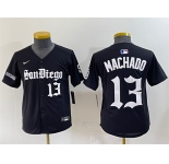 Youth San Diego Padres #13 Manny Machado Black Gothic Edition Vapor Limited Stitched Baseball Jersey