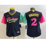 Youth San Diego Padres #2 Xander Bogaerts Black NEW 2023 City Connect Cool Base Stitched Jersey