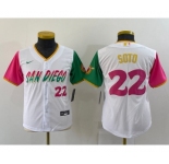 Youth San Diego Padres #22 Juan Soto Number White 2022 City Connect Cool Base Stitched Jersey