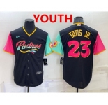 Youth San Diego Padres #23 Fernando Tatis Jr Black 2022 City Connect Cool Base Stitched Jersey