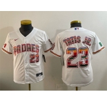 Youth San Diego Padres #23 Fernando Tatis Jr. White Mexico Cool Base Stitched Baseball Jersey