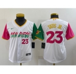 Youth San Diego Padres #23 Fernando Tatis Jr White Number 2022 City Connect Cool Base Stitched Jersey