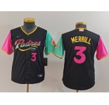 Youth San Diego Padres #3 Jackson Merrill Black Player Number Fashion Baseball Jersey