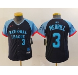 Youth San Diego Padres #3 Jackson Merrill Number Navy 2024 All Star Limited Stitched Jersey
