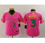 Youth San Diego Padres #3 Jackson Merrill Number Pink Fashion Baseball Jersey
