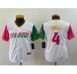Youth San Diego Padres #4 Blake Snell White 2022 City Connect Cool Base Stitched Jersey