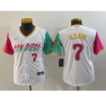 Youth San Diego Padres #7 Ha Seong Kim Number White 2023 City Connect Cool Base Stitched Jersey