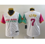 Youth San Diego Padres #7 Ha Seong Kim White 2023 City Connect Cool Base Stitched Jersey