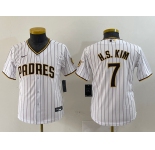 Youth San Diego Padres #7 Ha Seong Kim White Stitched Cool Base Nike Jersey
