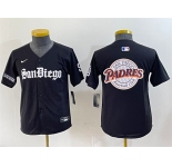 Youth San Diego Padres Team Big Logo Black Gothic Edition Vapor Limited Stitched Baseball Jersey