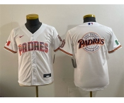 Youth San Diego Padres Team Big Logo White Mexico Cool Base Stitched Baseball Jersey
