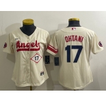 Women's Los Angeles Angels #17 Shohei Ohtani Number Cream 2022 City Connect Cool Base Stitched Jersey