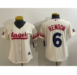 Women's Los Angeles Angels #6 Anthony Rendon Cream 2022 City Connect Cool Base Stitched Jersey