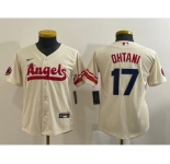 Youth Los Angeles Angels #17 Shohei Ohtani Cream 2022 City Connect Cool Base Stitched Jersey