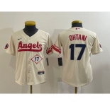 Youth Los Angeles Angels #17 Shohei Ohtani Number Cream 2022 City Connect Cool Base Stitched Jersey