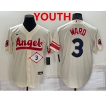 Youth Los Angeles Angels #3 Taylor Ward Number Cream 2022 City Connect Cool Base Stitched Jersey