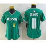 Women's Boston Red Sox #11 Rafael Devers Green 2025 City Connect Player Name Limited Jersey