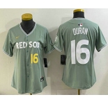 Women's Boston Red Sox #16 Jarren Duran Light Green 2025 City Connect Player Name Limited Jersey