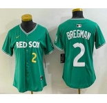 Women's Boston Red Sox #2 Alex Bregman Green 2025 City Connect Player Name Limited Jersey